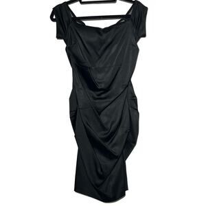 Betsy Adam by Linda Burrell Little Black Dress Satin Bodycon Women’s Size 10 Y2K